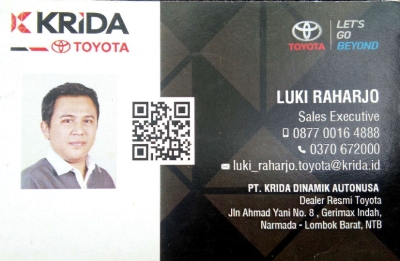 kartu nama luki raharjo krida toyota lombok