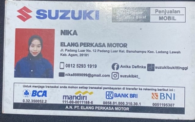 kartu nama nika suzuki elang perkasa motor bukittinggi