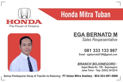 kartu nama ega bernatd malonda dealer honda mitra bojonegoro