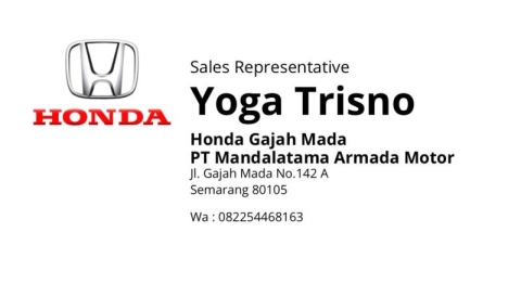 kartu nama yoga trisno honda gajah mada semarang