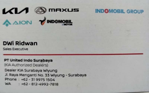 kartu nama dwi riduwan gac aion surabaya