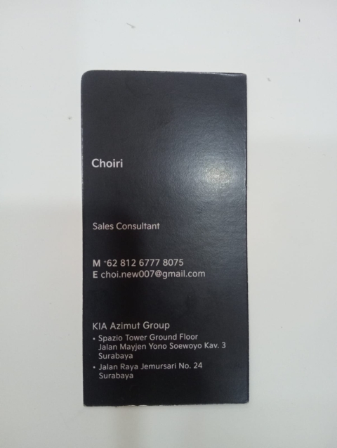 kartu nama choi kia spazio surabaya (dealer kia pusat jatim)