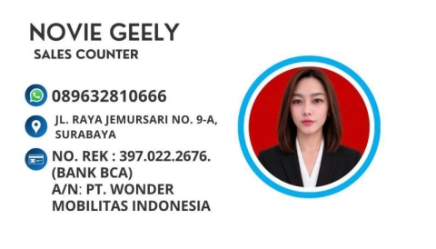 kartu nama novie geely jemursari surabaya
