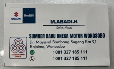 kartu nama m. abadi kurniawan  suzuki mobil wonosobo
