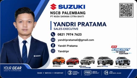 kartu nama yandri pratama dealer suzuki palembang