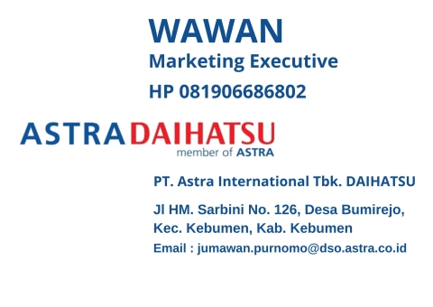 kartu nama wawan astra daihatsu kebumen