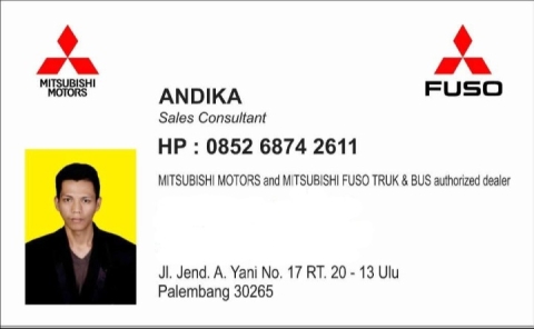 kartu nama andika mitsubishi palembang