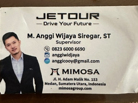kartu nama anggi wijaya jetour mimosa medan 